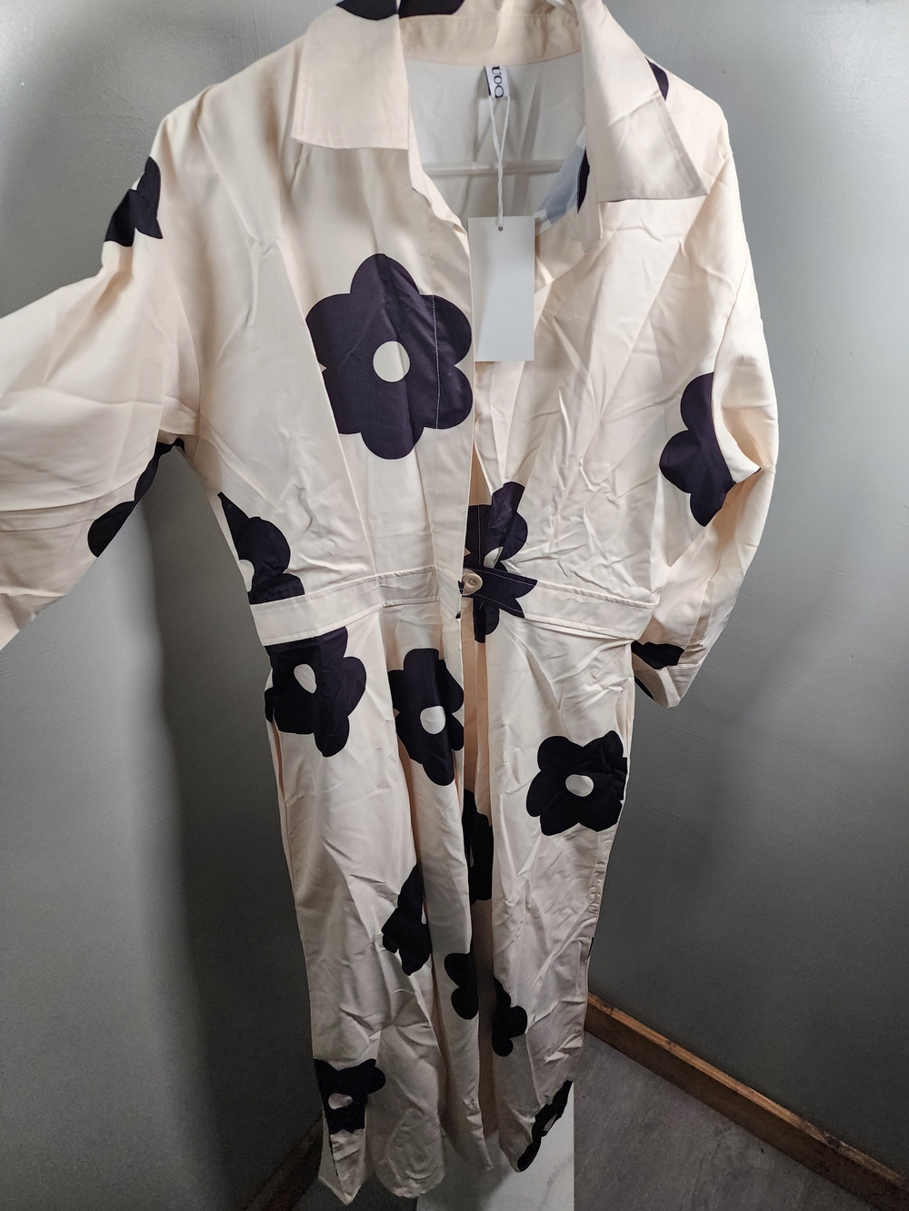 Cream Floral Button-Front Women’s Dress